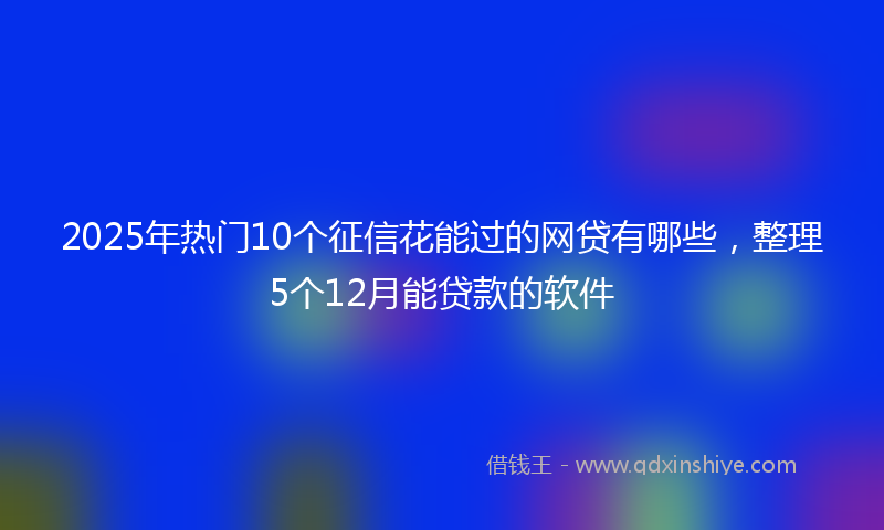 2025年热门10个征信花能过的网贷有哪些，整理5个12月能贷款的软件