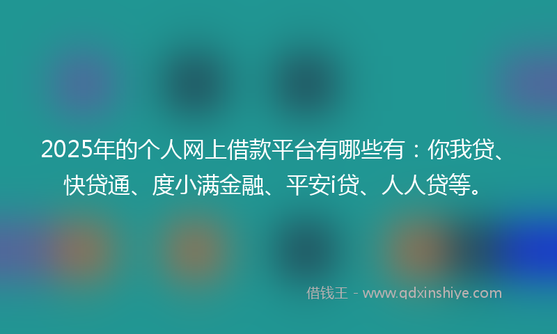 2025年的个人网上借款平台有哪些有：你我贷、快贷通、度小满金融、平安i贷、人人贷等。