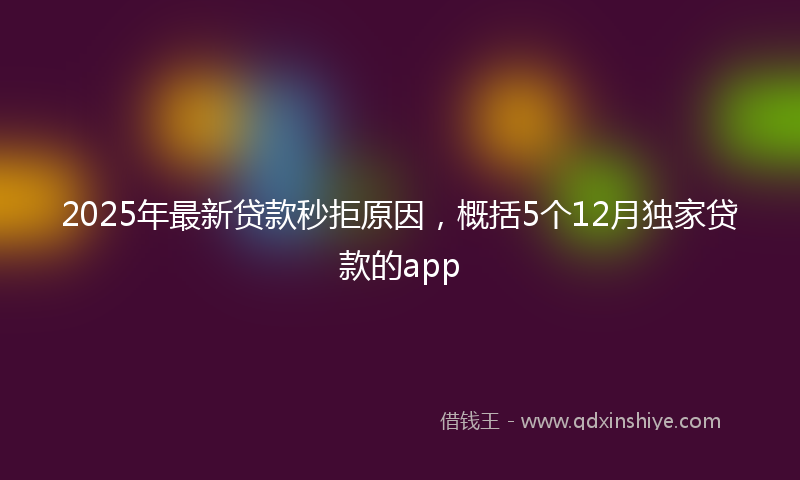 2025年最新贷款秒拒原因，概括5个12月独家贷款的app