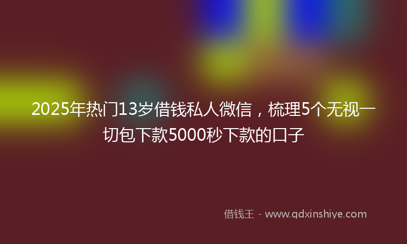 2025年热门13岁借钱私人微信，梳理5个无视一切包下款5000秒下款的口子