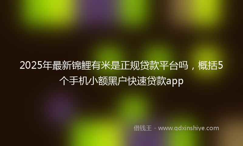 2025年最新锦鲤有米是正规贷款平台吗，概括5个手机小额黑户快速贷款app