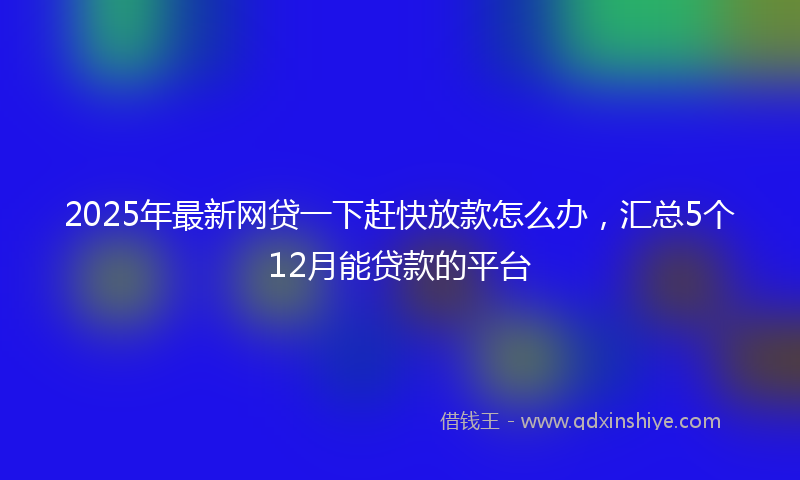 2025年最新网贷一下赶快放款怎么办，汇总5个12月能贷款的平台