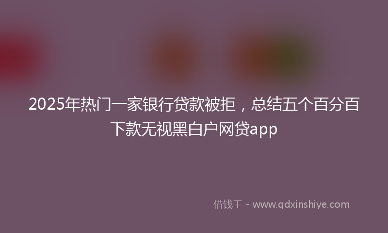 2025年热门一家银行贷款被拒，总结五个百分百下款无视黑白户网贷app