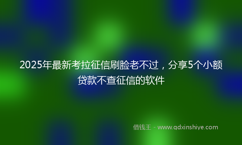2025年最新考拉征信刷脸老不过，分享5个小额贷款不查征信的软件