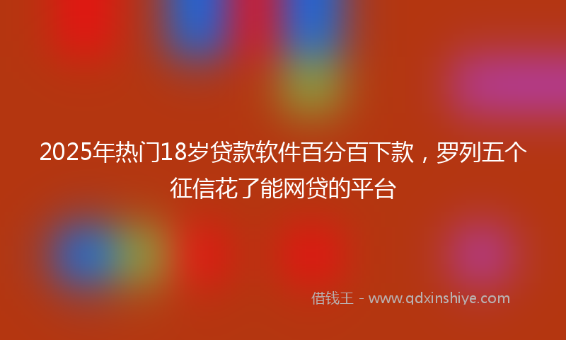 2025年热门18岁贷款软件百分百下款，罗列五个征信花了能网贷的平台