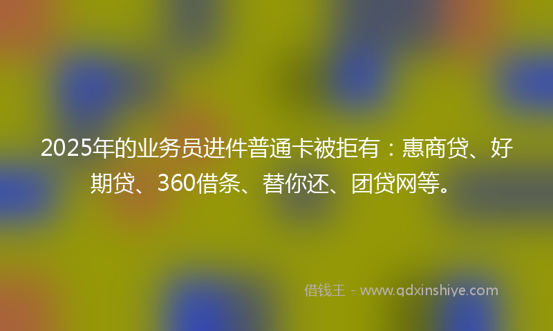 2025年的业务员进件普通卡被拒有：惠商贷、好期贷、360借条、替你还、团贷网等。