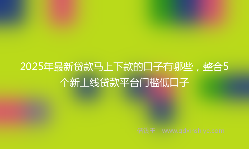 2025年最新贷款马上下款的口子有哪些，整合5个新上线贷款平台门槛低口子