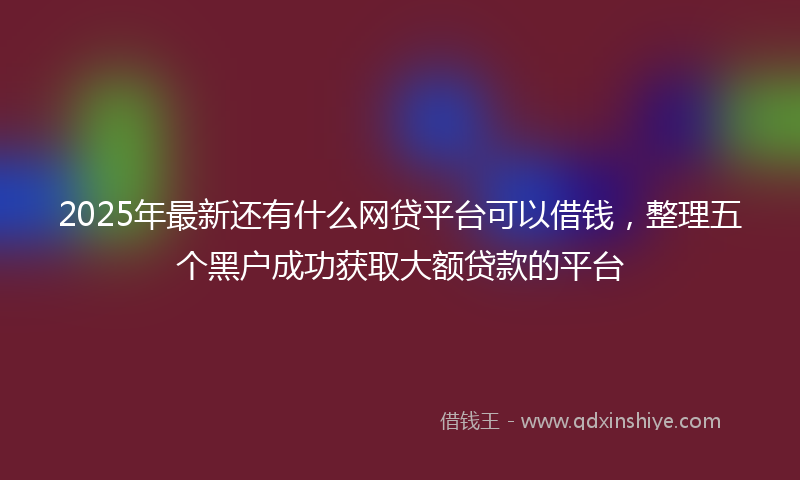 2025年最新还有什么网贷平台可以借钱，整理五个黑户成功获取大额贷款的平台