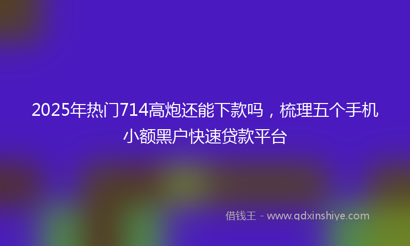 2025年热门714高炮还能下款吗，梳理五个手机小额黑户快速贷款平台