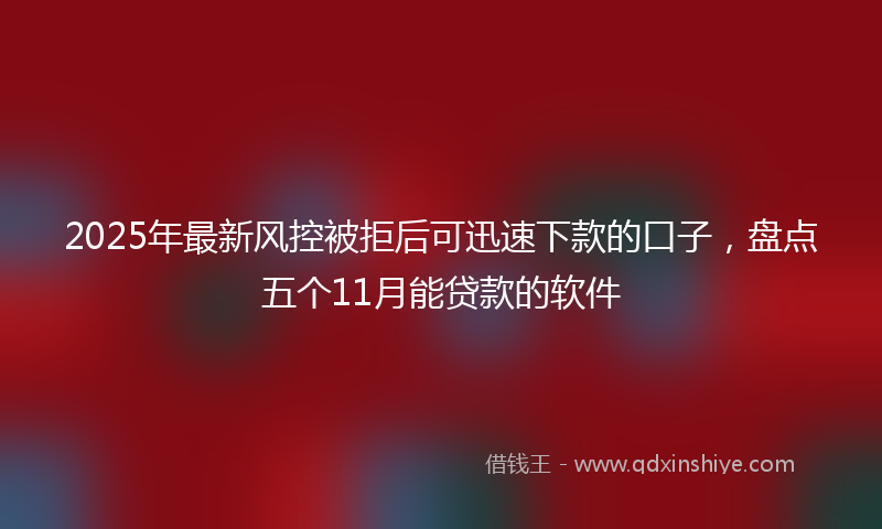 2025年最新风控被拒后可迅速下款的口子，盘点五个11月能贷款的软件