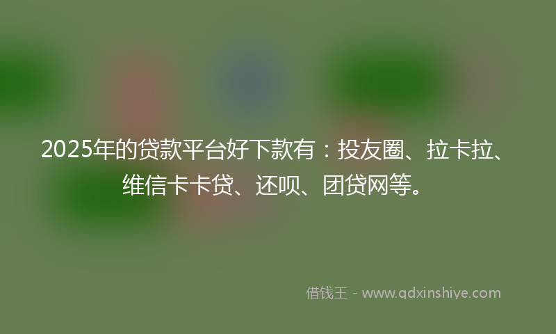 2025年的贷款平台好下款有：投友圈、拉卡拉、维信卡卡贷、还呗、团贷网等。