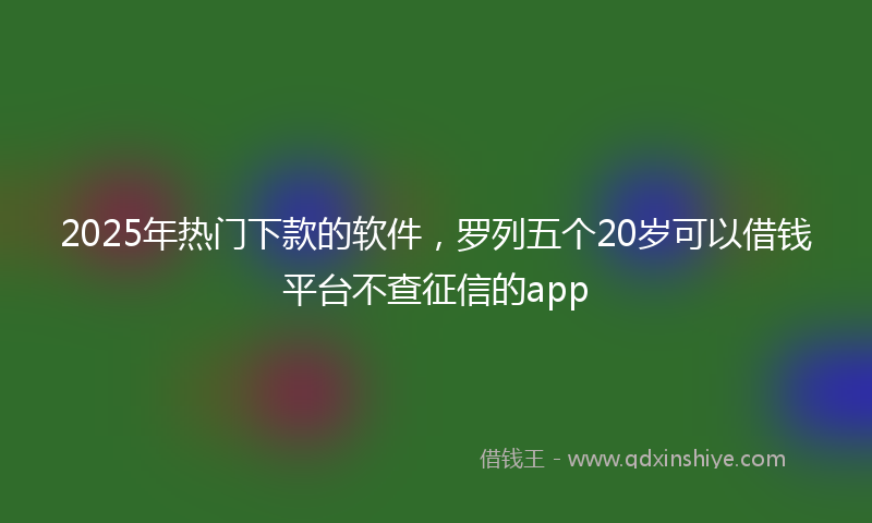 2025年热门下款的软件，罗列五个20岁可以借钱平台不查征信的app