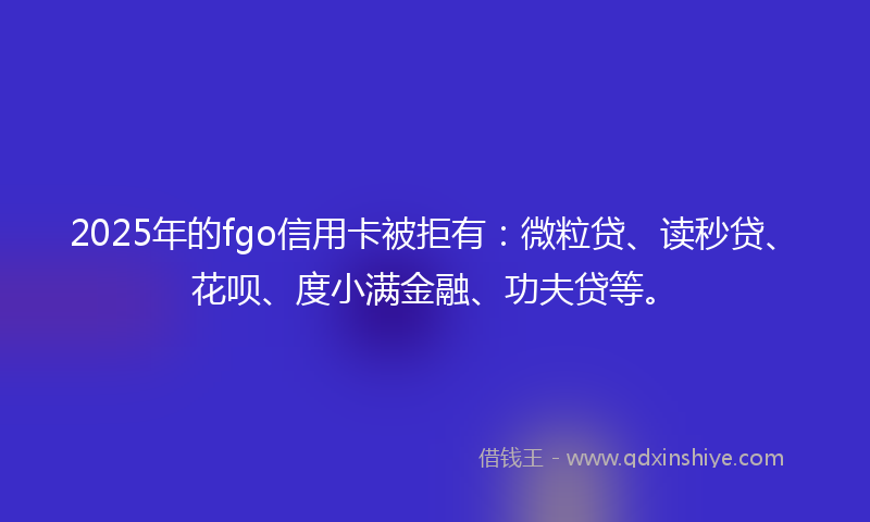 2025年的fgo信用卡被拒有：微粒贷、读秒贷、花呗、度小满金融、功夫贷等。