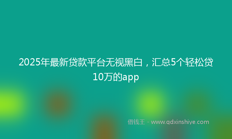 2025年最新贷款平台无视黑白，汇总5个轻松贷10万的app