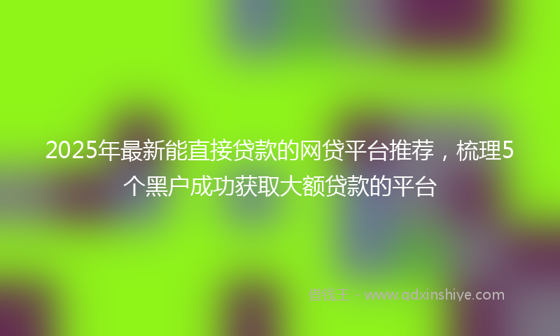 2025年最新能直接贷款的网贷平台推荐，梳理5个黑户成功获取大额贷款的平台