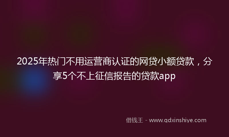 2025年热门不用运营商认证的网贷小额贷款，分享5个不上征信报告的贷款app