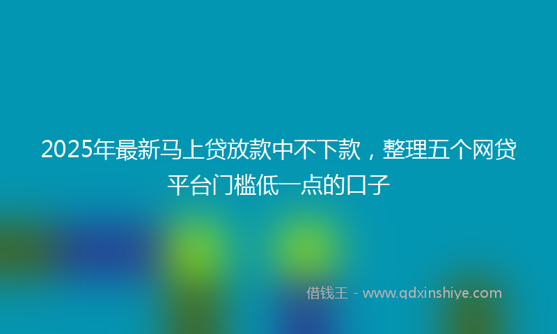2025年最新马上贷放款中不下款，整理五个网贷平台门槛低一点的口子