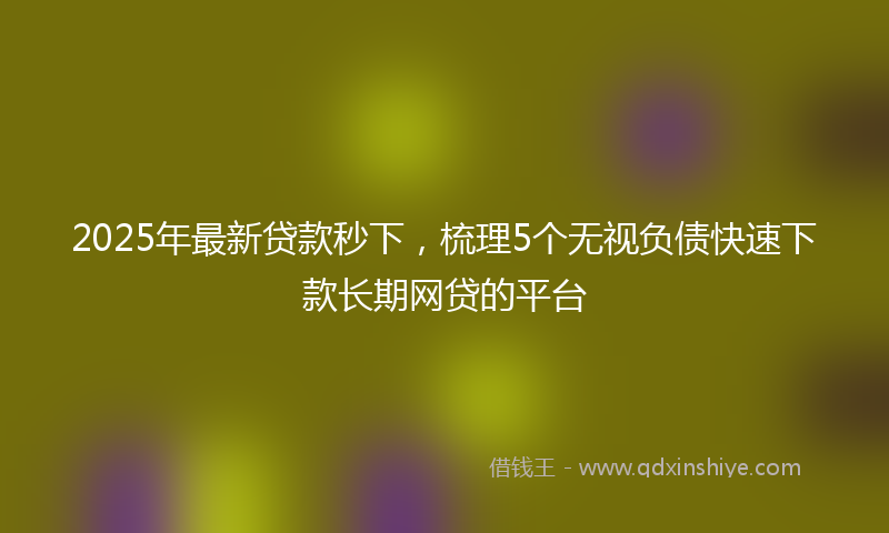 2025年最新贷款秒下，梳理5个无视负债快速下款长期网贷的平台