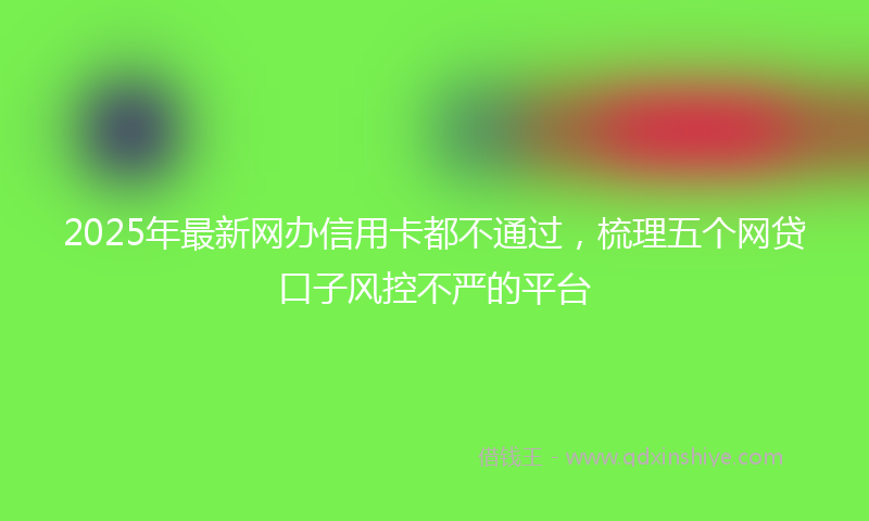 2025年最新网办信用卡都不通过，梳理五个网贷口子风控不严的平台