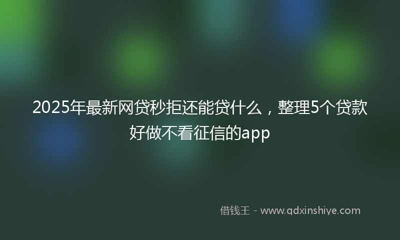 2025年最新网贷秒拒还能贷什么，整理5个贷款好做不看征信的app