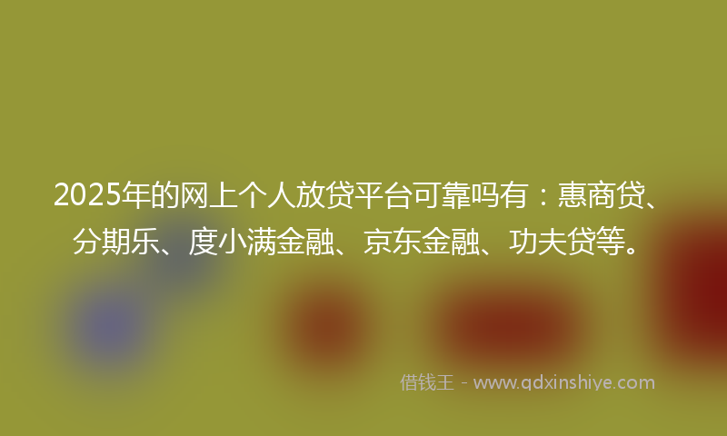 2025年的网上个人放贷平台可靠吗有：惠商贷、分期乐、度小满金融、京东金融、功夫贷等。