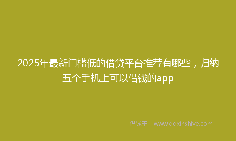2025年最新门槛低的借贷平台推荐有哪些，归纳五个手机上可以借钱的app