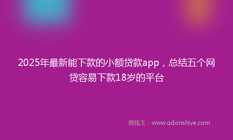 2025年最新能下款的小额贷款app，总结五个网贷容易下款18岁的平台