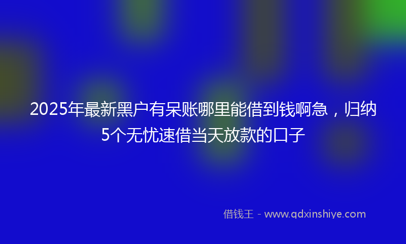 2025年最新黑户有呆账哪里能借到钱啊急，归纳5个无忧速借当天放款的口子