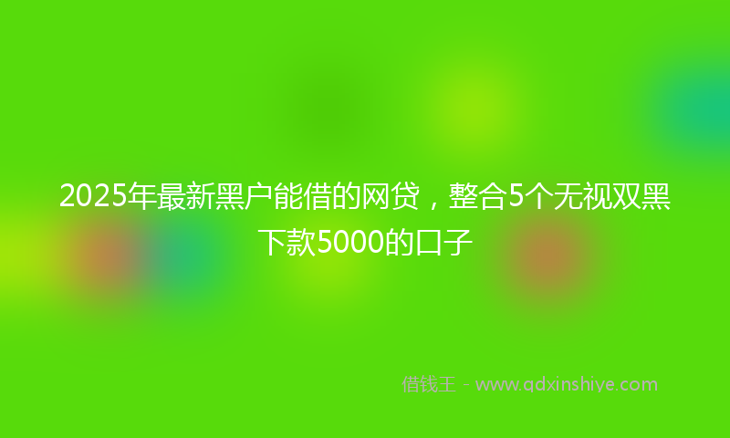 2025年最新黑户能借的网贷，整合5个无视双黑下款5000的口子