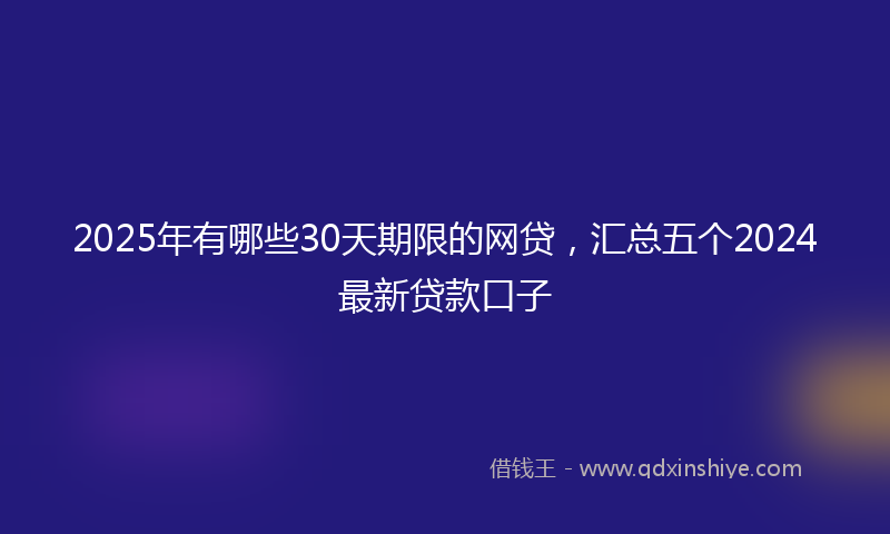2025年有哪些30天期限的网贷，汇总五个2024最新贷款口子