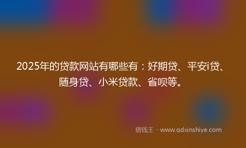 2025年的贷款网站有哪些有：好期贷、平安i贷、随身贷、小米贷款、省呗等。