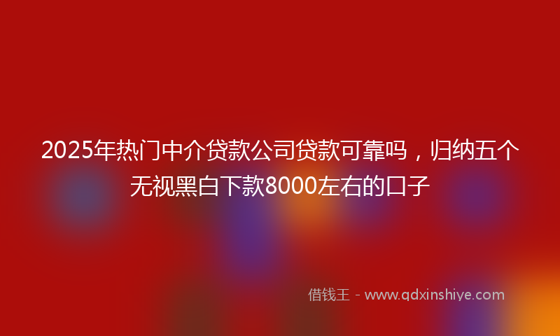 2025年热门中介贷款公司贷款可靠吗，归纳五个无视黑白下款8000左右的口子