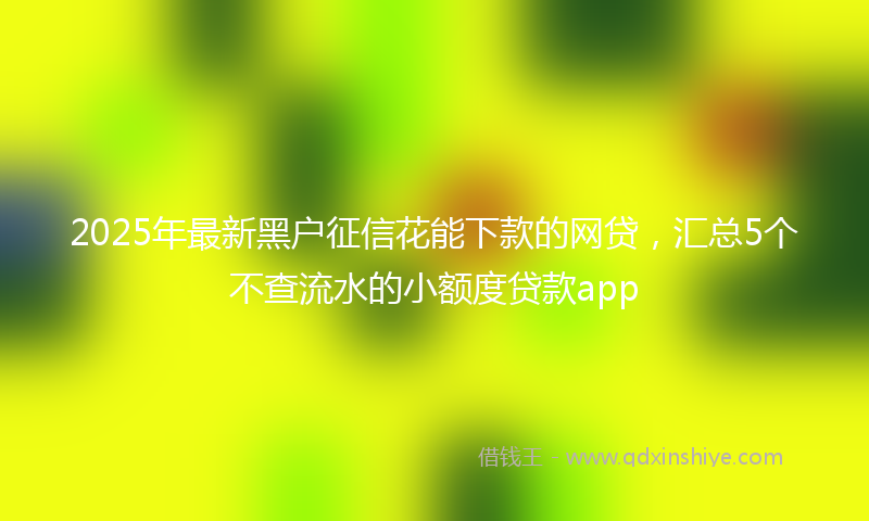 2025年最新黑户征信花能下款的网贷，汇总5个不查流水的小额度贷款app