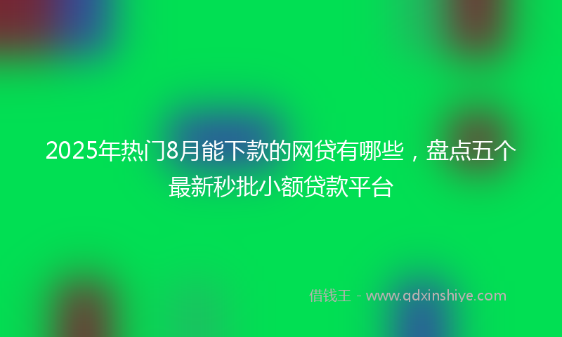 2025年热门8月能下款的网贷有哪些，盘点五个最新秒批小额贷款平台