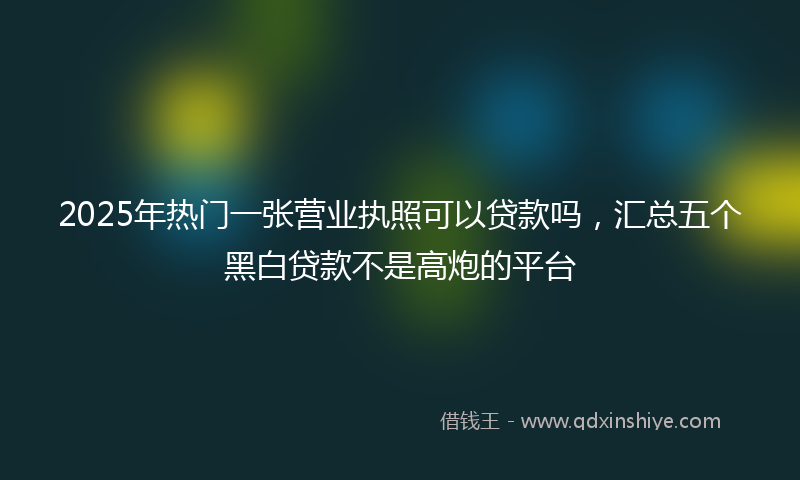 2025年热门一张营业执照可以贷款吗，汇总五个黑白贷款不是高炮的平台