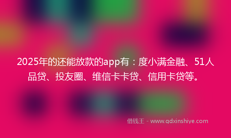 2025年的还能放款的app有：度小满金融、51人品贷、投友圈、维信卡卡贷、信用卡贷等。