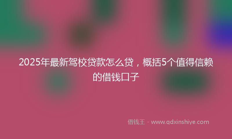 2025年最新驾校贷款怎么贷，概括5个值得信赖的借钱口子