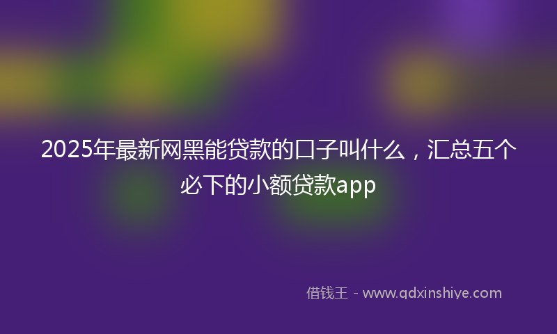 2025年最新网黑能贷款的口子叫什么，汇总五个必下的小额贷款app