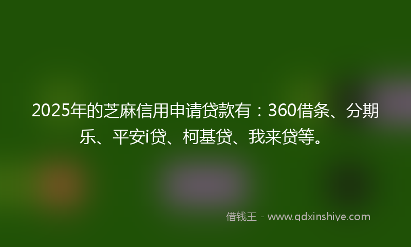 2025年的芝麻信用申请贷款有：360借条、分期乐、平安i贷、柯基贷、我来贷等。