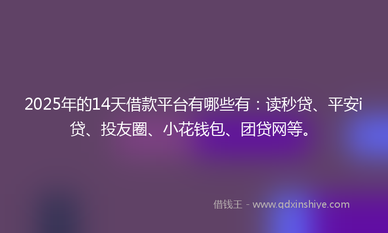 2025年的14天借款平台有哪些有：读秒贷、平安i贷、投友圈、小花钱包、团贷网等。