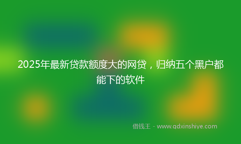 2025年最新贷款额度大的网贷，归纳五个黑户都能下的软件