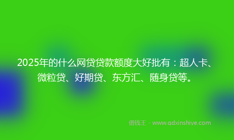 2025年的什么网贷贷款额度大好批有：超人卡、微粒贷、好期贷、东方汇、随身贷等。