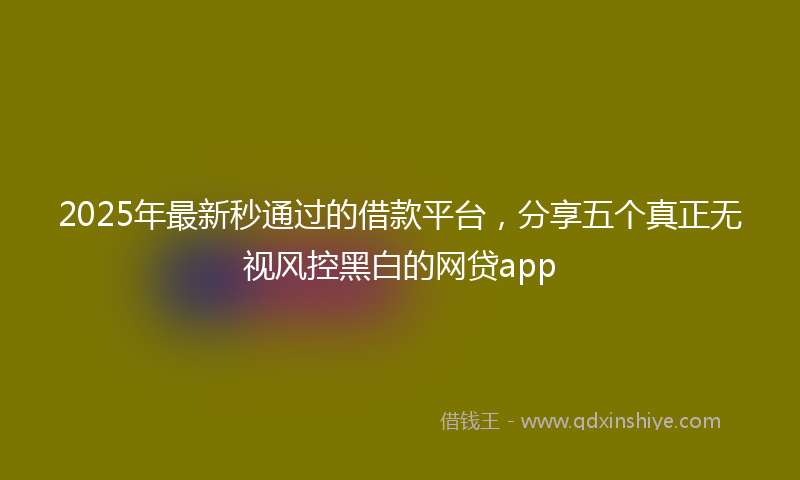 2025年最新秒通过的借款平台，分享五个真正无视风控黑白的网贷app