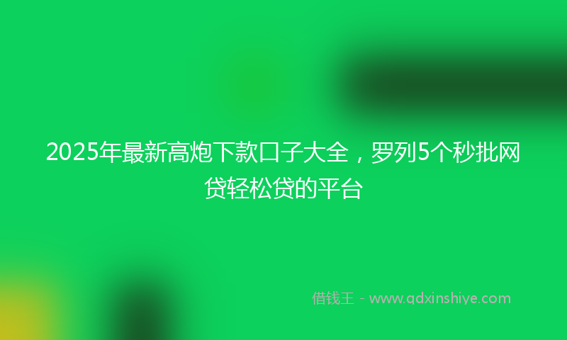 2025年最新高炮下款口子大全,罗列5个秒批网贷轻松贷的平台