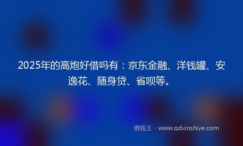 2025年的高炮好借吗有：京东金融、洋钱罐、安逸花、随身贷、省呗等。