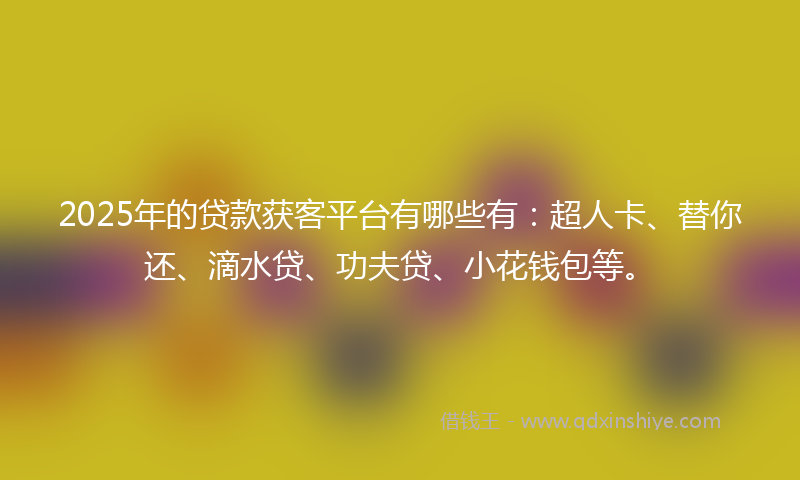 2025年的贷款获客平台有哪些有：超人卡、替你还、滴水贷、功夫贷、小花钱包等。