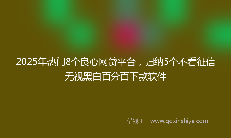 2025年热门8个良心网贷平台，归纳5个不看征信无视黑白百分百下款软件