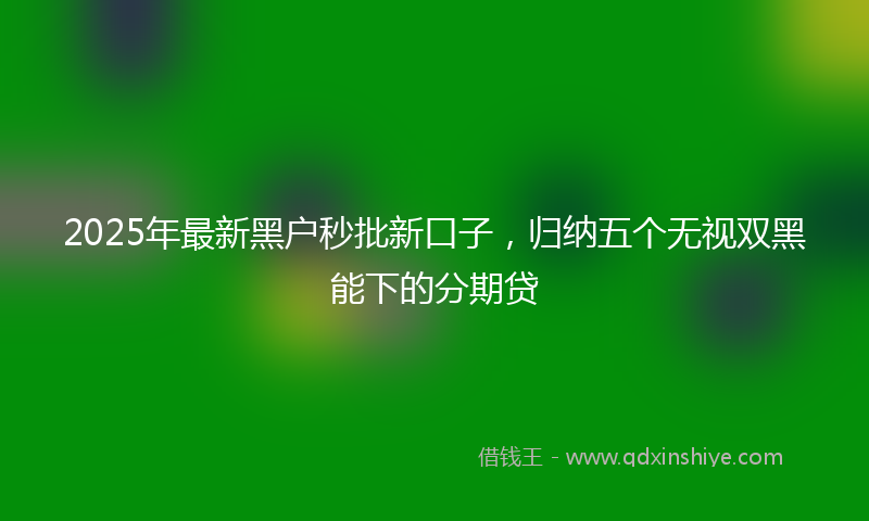 2025年最新黑户秒批新口子，归纳五个无视双黑能下的分期贷