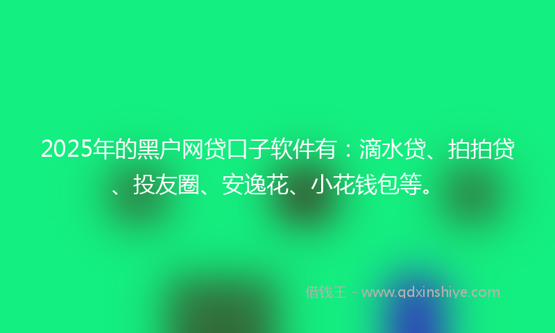 2025年的黑户网贷口子软件有：滴水贷、拍拍贷、投友圈、安逸花、小花钱包等。