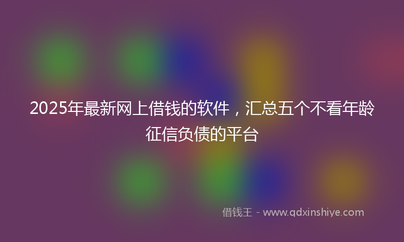 2025年最新网上借钱的软件，汇总五个不看年龄征信负债的平台